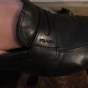 Prada black Italian leather dress shoes